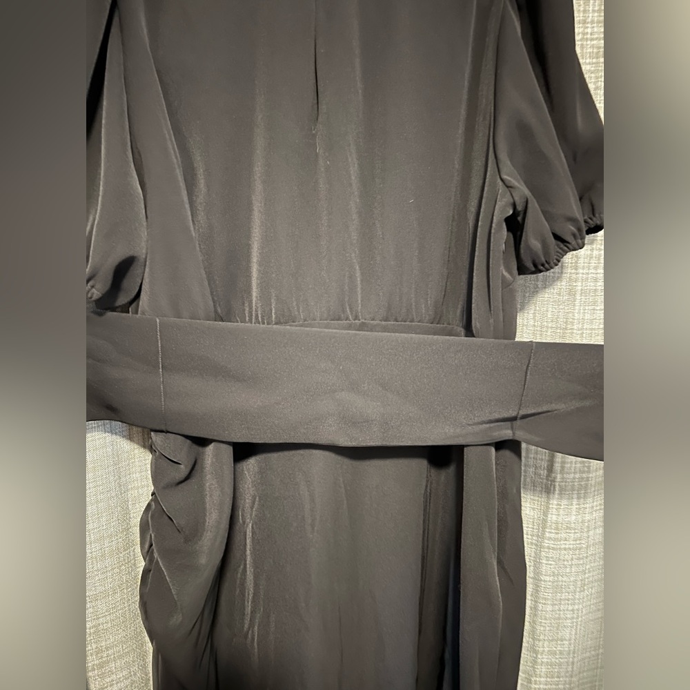 Sachin + Babi Black Puff-Sleeve Midi Camilla Dress with Belted Waist - Picture 11 of 12